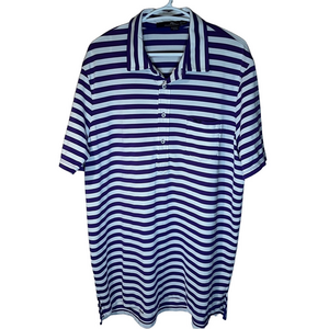 RLX Ralph Lauren Polo Shirt Purple White Stripes XL